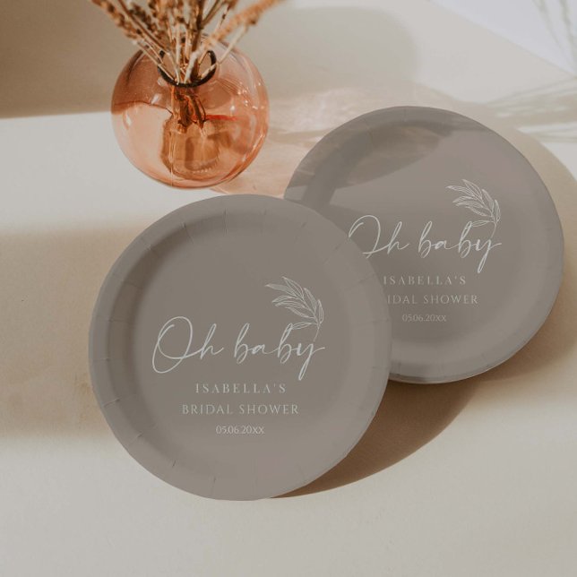 Prato De Papel Oh Beige Beige Gênero Neutro Chá de fraldas Modern (Criador carregado)