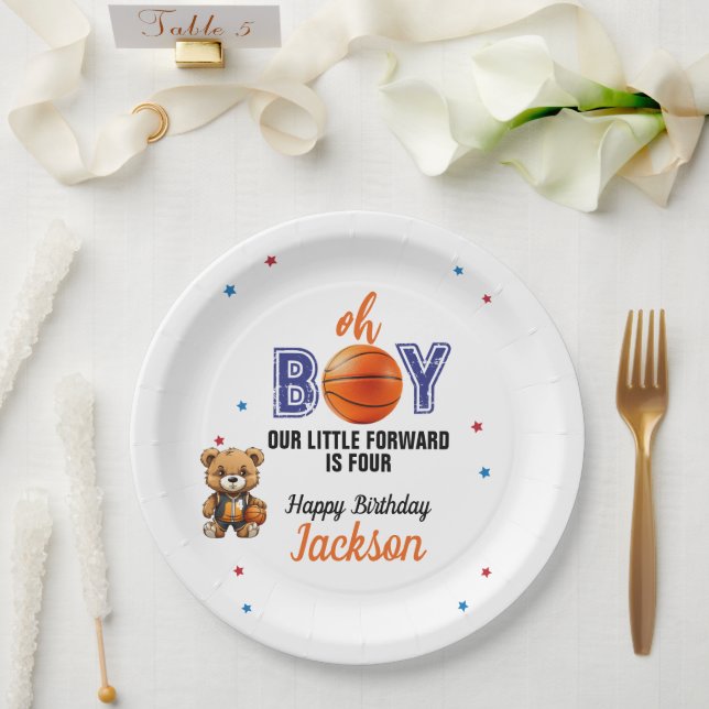 Prato De Papel Oh Boy Basketball Theme Birthday (Casamento)