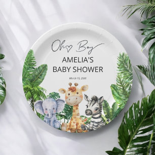 Prato De Papel Oh Boy Jungle Safari Baby Shower Tropical Paper Pl
