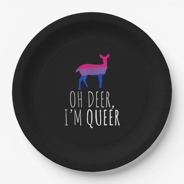 Prato De Papel Oh Deer Queer Bisexual Pride Gay Lesbian Design  (Frente)