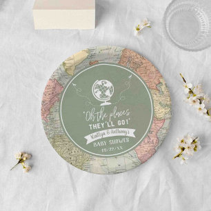 Prato De Papel "Oh, os lugares que eles vão!" Chá de fraldas de