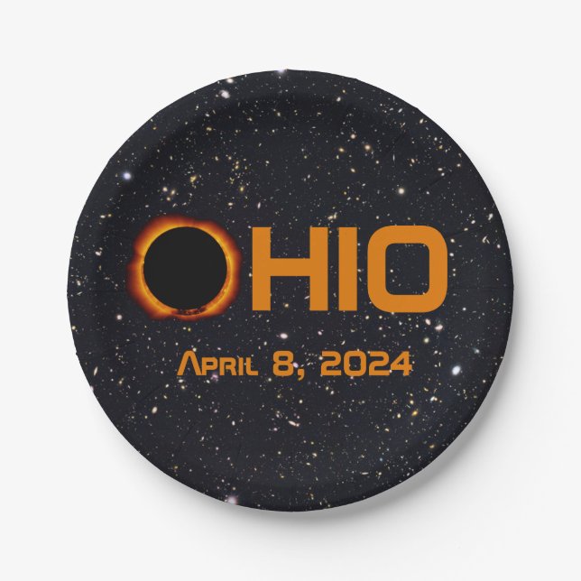 Prato De Papel Ohio 2024 Eclipse Solar Total (Frente)