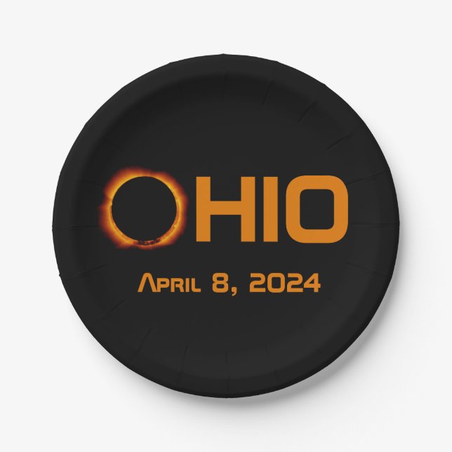 Prato De Papel Ohio 2024 Eclipse Solar Total (Frente)