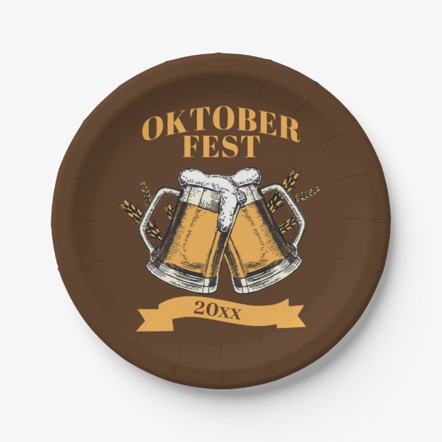 Prato De Papel Oktoberfest 20xx ano Caneca de cerveja Brown Beer  (Frente)