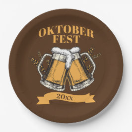 Prato De Papel Oktoberfest 20xx ano Caneca de cerveja Brown Beer 