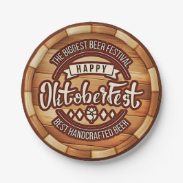 Prato De Papel Oktoberfest Festival Brown Wooden Beer Barrel