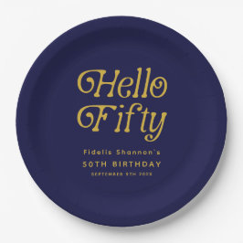 Prato De Papel Olá 50 Retro 50ª Festa de aniversário