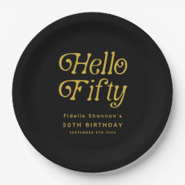 Prato De Papel Olá 50 Retro 50ª Festa de aniversário