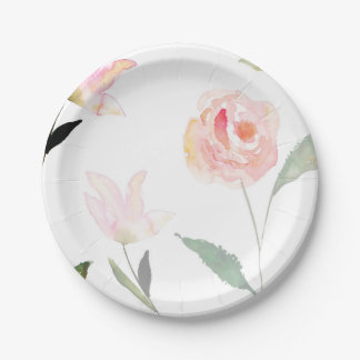 Prato De Papel Olá! aguarela bonita floral