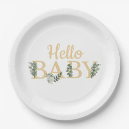 Prato De Papel Olá Baby Eucalyptus Plates