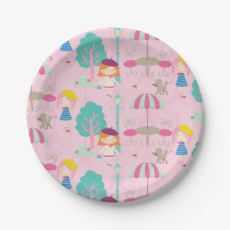 Prato De Papel Olá Bonjour Parisiense Birthday Plates