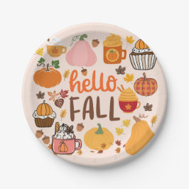 Prato De Papel Olá Fall Pumpkins