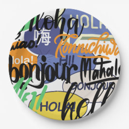 Prato De Papel Olá Mundo