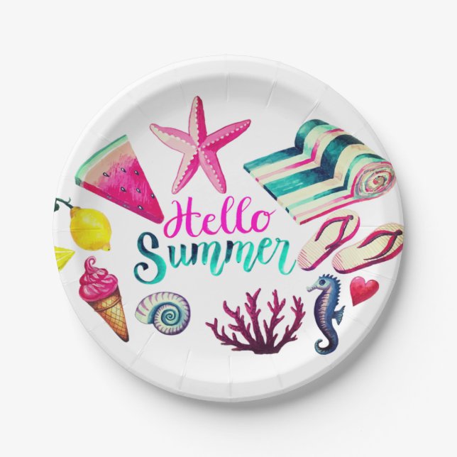 Prato De Papel Olá Summer (Frente)