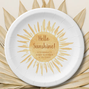 Prato De Papel Olá Sunshine Boho Chá de fraldas