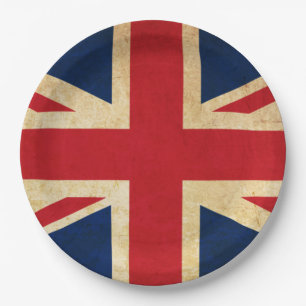 Prato De Papel Old Vintage Grunge Reino Unido Flag Union Jack