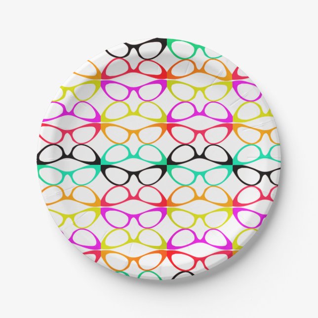 Prato De Papel Olhando bons vidros retros espectaculares dos (Frente)