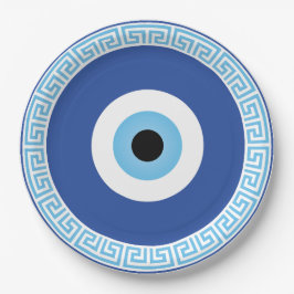 Prato De Papel Olho De Mau Grego Na Chave Grega