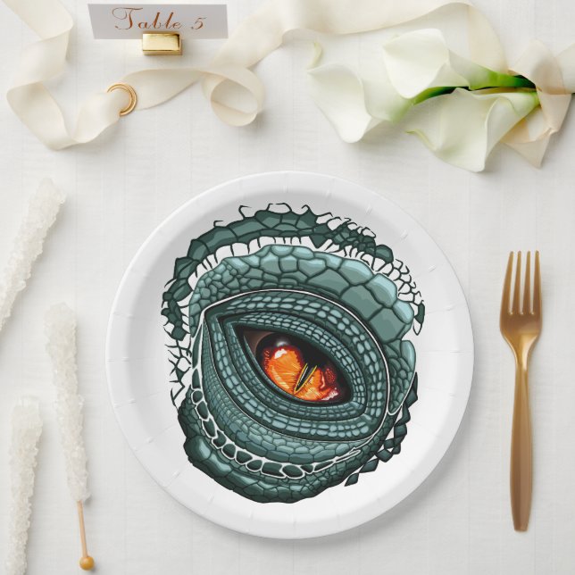 Prato De Papel Olho de Predador Réptil Primitivo (Casamento)