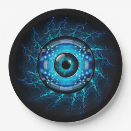 Prato De Papel Olho do Circuito Cibernético