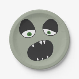Prato De Papel Olhos e Boca Fantasma