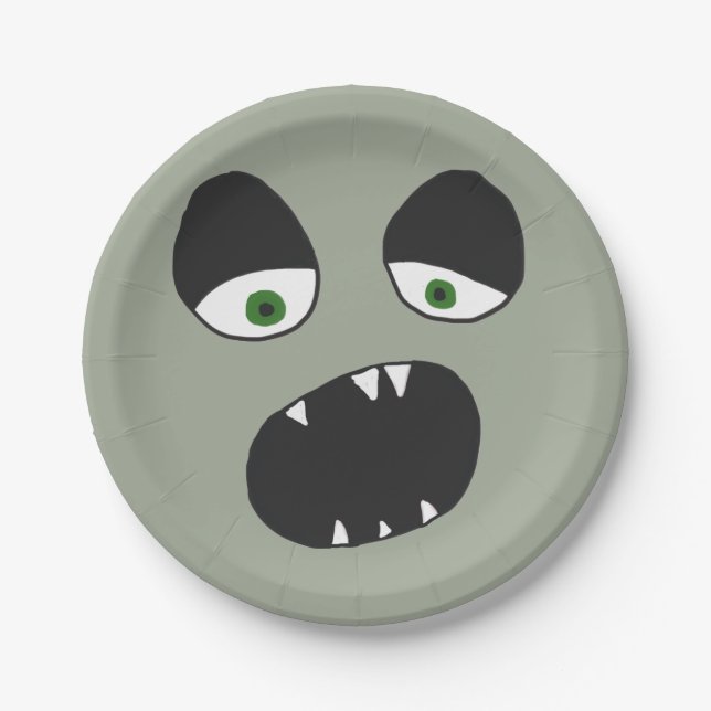 Prato De Papel Olhos e Boca Fantasma (Frente)