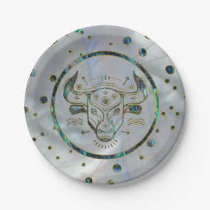 Prato De Papel Olmo Dourado do zodíaco do Taurus na constelaçã