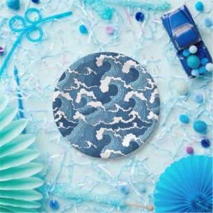 Prato De Papel Ondas abstrato