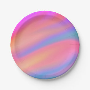 Prato De Papel Ondas abstrato azuis cor-de-rosa únicas com tendên