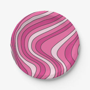 Prato De Papel Ondas de estilo retrorreflector cor-de-rosa