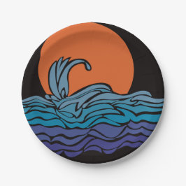Prato De Papel Ondas e pôr do sol vibrantes e coloridas