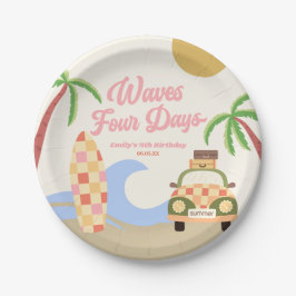 Prato De Papel Ondas Festa de Aniversário de Quatro Dias Surf Con