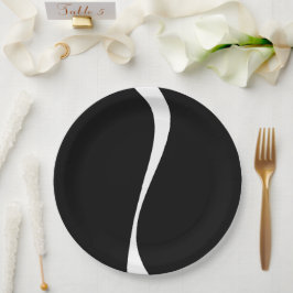 Prato De Papel Ondas Simples 2 - Preto e Branco