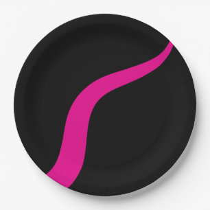 Prato De Papel Ondas simples 3 em magenta e preto