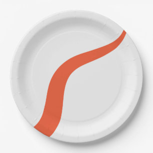 Prato De Papel Ondas Simples 3 - Laranja e Branco