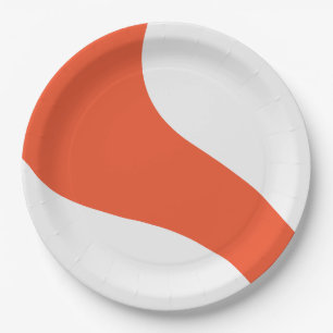 Prato De Papel Ondas Simples - Laranja e Branco