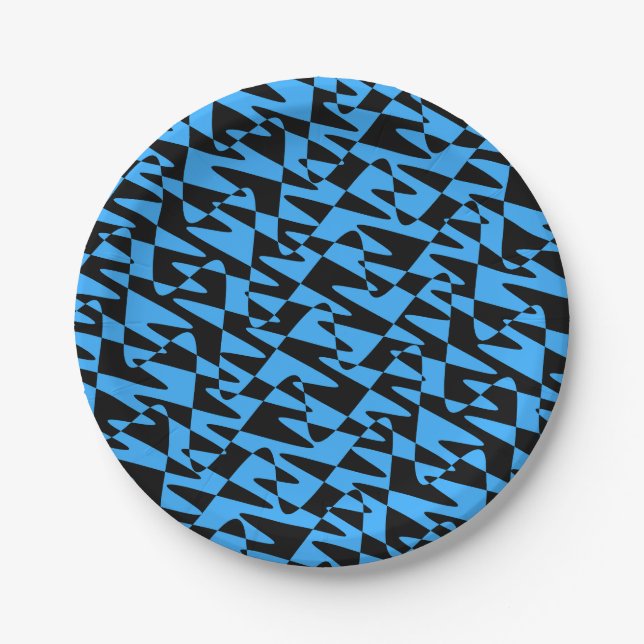 Prato De Papel ondulação retrowave - azul-turquesa: (Frente)