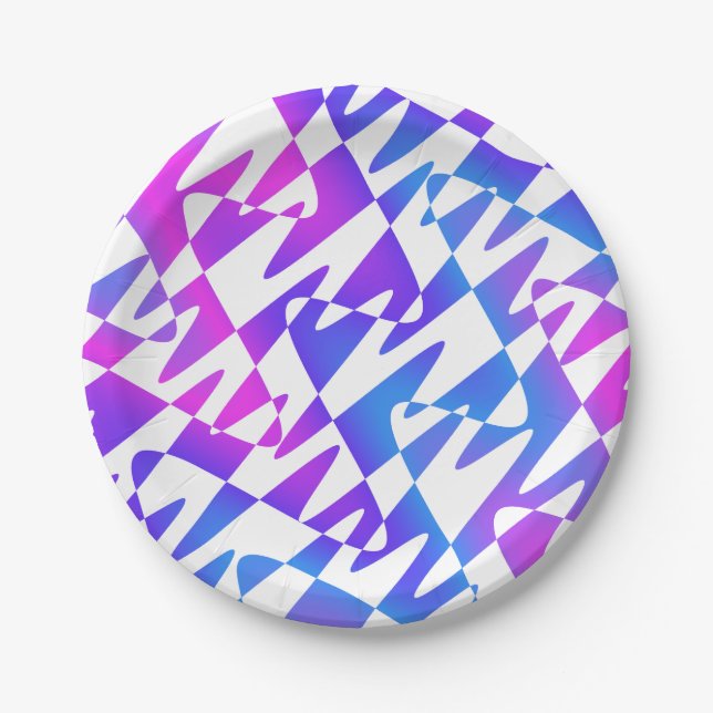 Prato De Papel ondulação retrowave - creme gradiente em branco: (Frente)