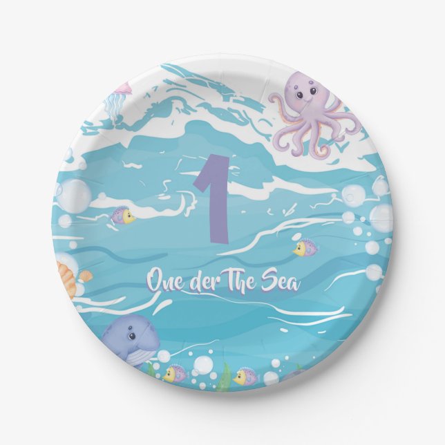 Prato De Papel One-der The Sea First Birthday Party  (Frente)