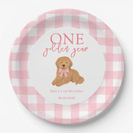 Prato De Papel One Golden Year Golden Doodle Girls Birthday