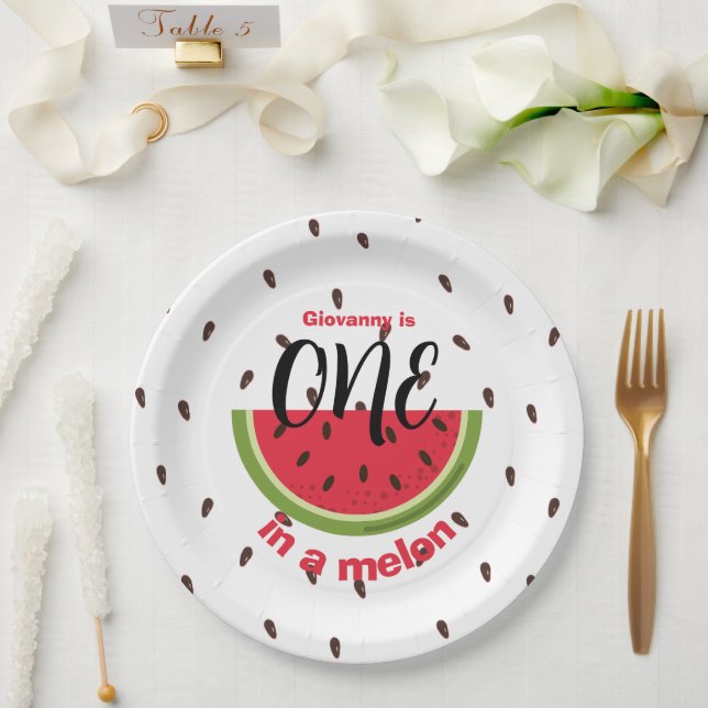 Prato De Papel One in a Melon 1st Birthday Party (Casamento)