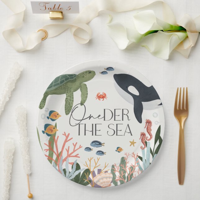 Prato De Papel Oneder The Sea First Birthday Mesa Decor (Casamento)