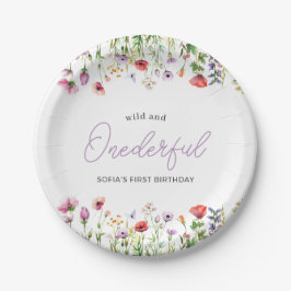 Prato De Papel Onederful Wildflower First Birthday Paper Plate