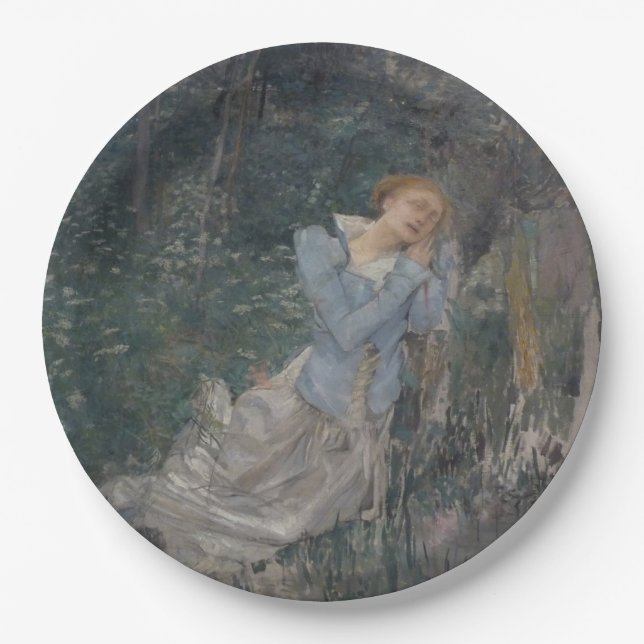 Prato De Papel Ophelia (Weeping Woman) (por Jules Bastien-Lepage) (Frente)
