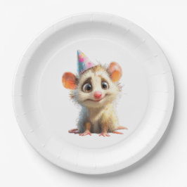 Prato De Papel Opossum Birthday Plate • Cute Woodland Party Papie