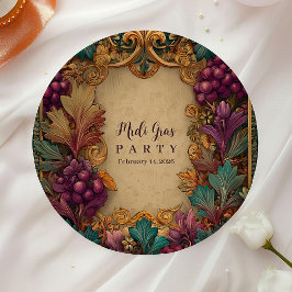 Prato De Papel Opulent Grape Leaf Mardi Gras Masquerade