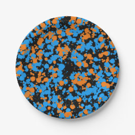 Prato De Papel Orange Blue Splattered Paint