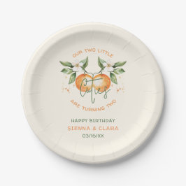 Prato De Papel Orange Citrus Little Cutie Twin Birthday Paper