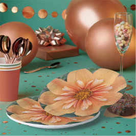 Prato De Papel Orange Collarette Dahlia Floral