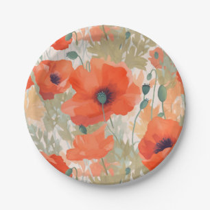 Prato De Papel Orange Poppy Meadow